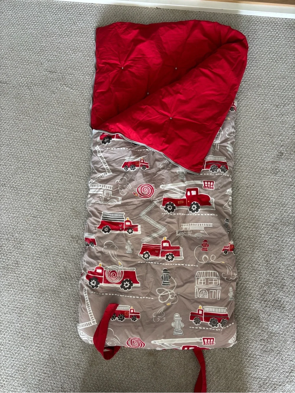 Pottery Barn Children's Red Firetruck Sleeping Bag. No monogram